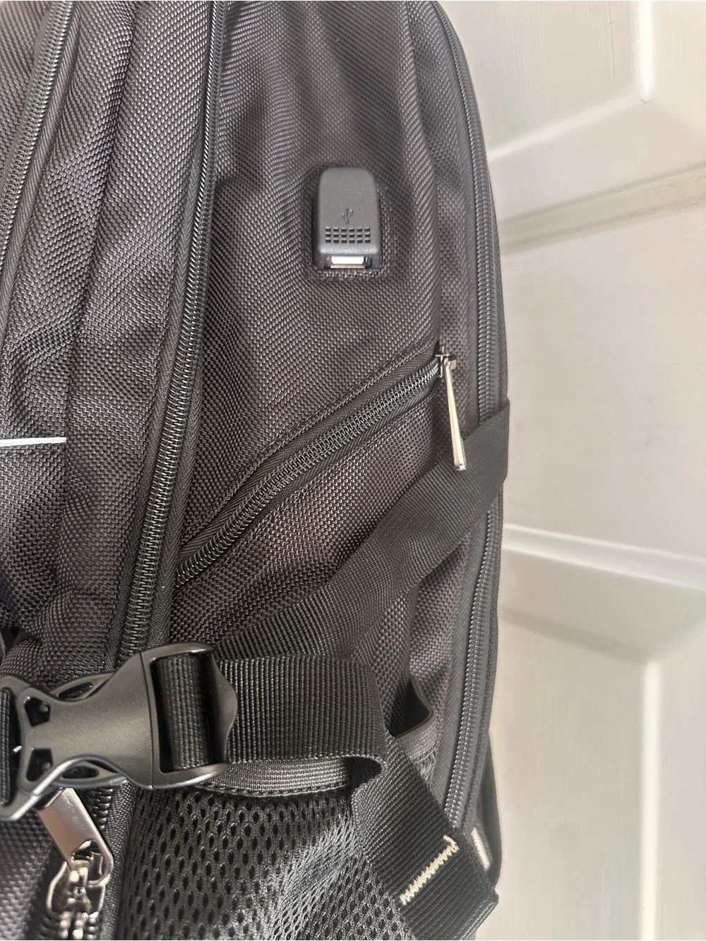 Black Travel lunch bag Backpack with White Trim